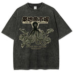Unisex Octopus Printed Washed Tee