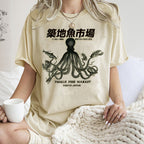 Unisex Octopus Printed Washed Tee
