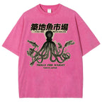 Unisex Octopus Printed Washed Tee