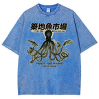 Unisex Octopus Printed Washed Tee