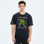 Unisex Japanese Frog Printed Washed Tee