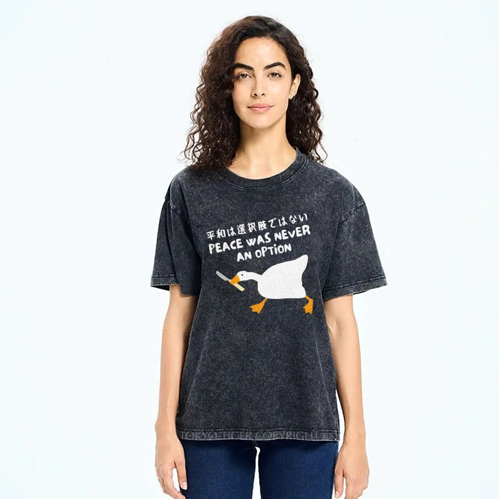 Unisex Goose Printed Washed Tee