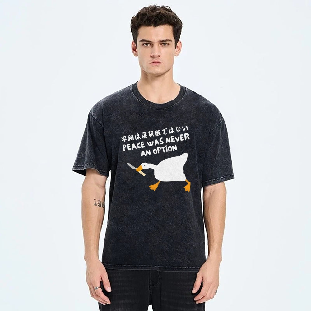 Unisex Goose Printed Washed Tee