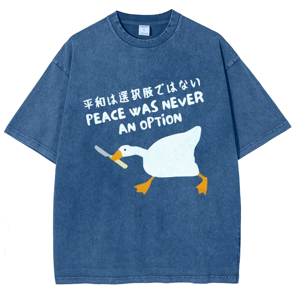 Unisex Goose Printed Washed Tee