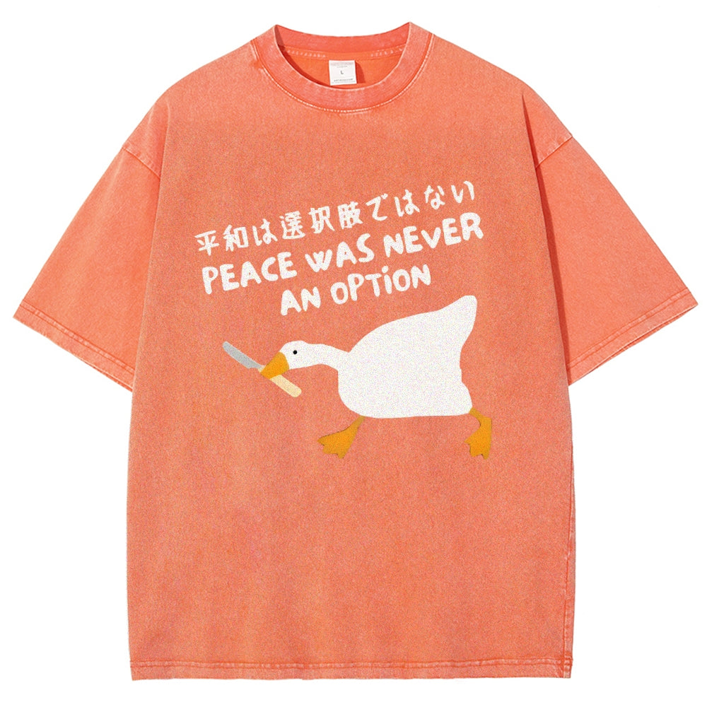 Unisex Goose Printed Washed Tee