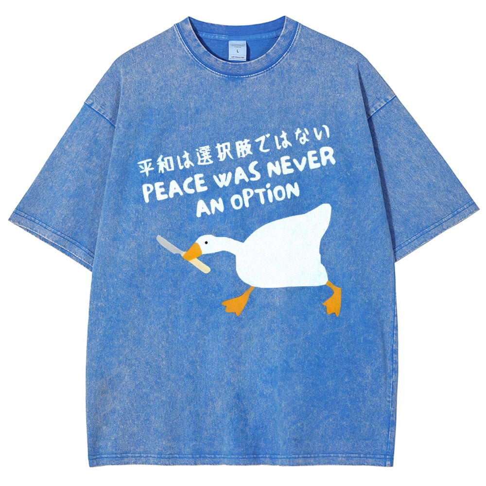 Unisex Goose Printed Washed Tee