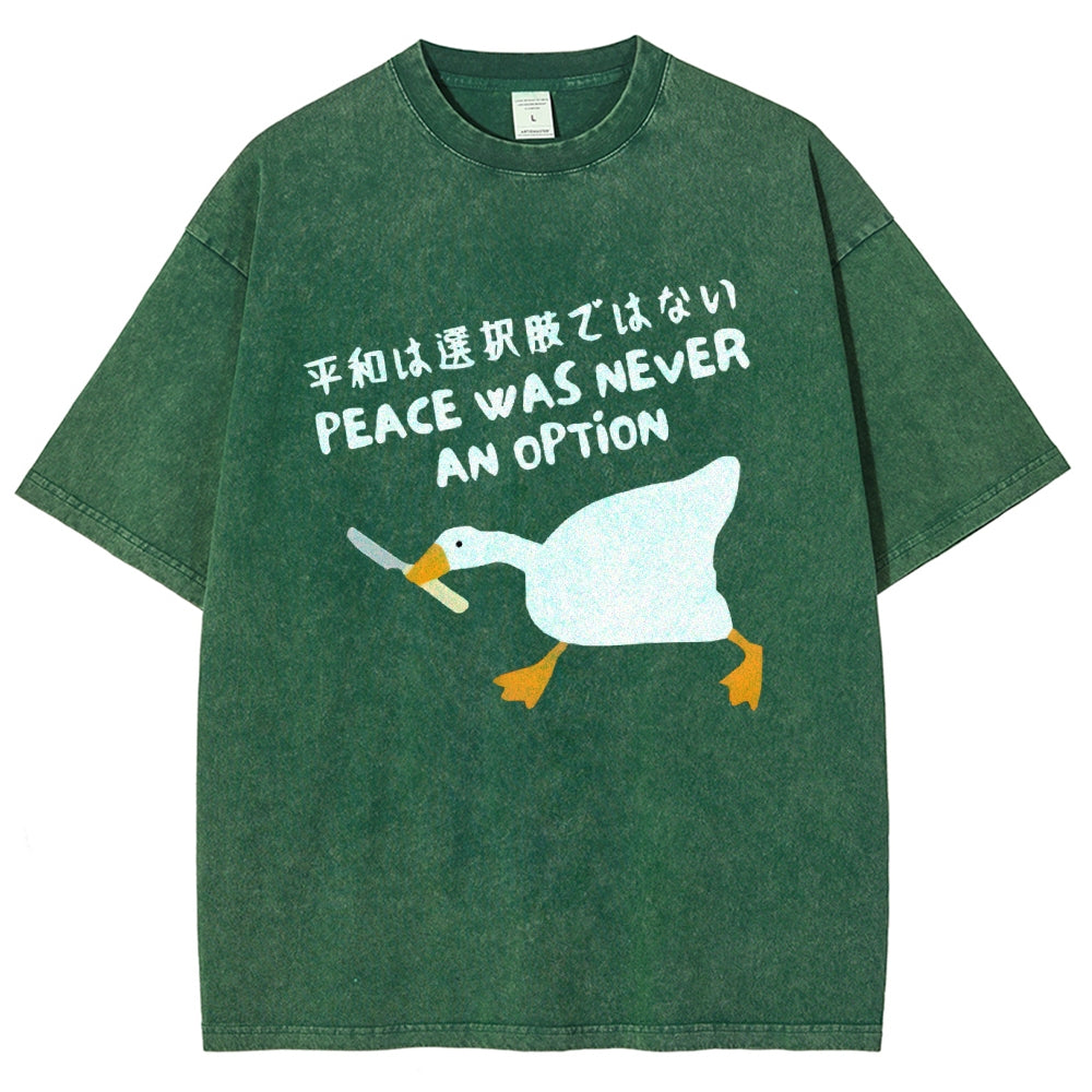 Unisex Goose Printed Washed Tee