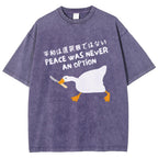 Unisex Goose Printed Washed Tee