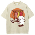 Unisex Sushi Printed Washed Tee