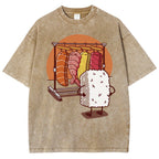 Unisex Sushi Printed Washed Tee