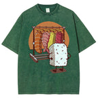 Unisex Sushi Printed Washed Tee