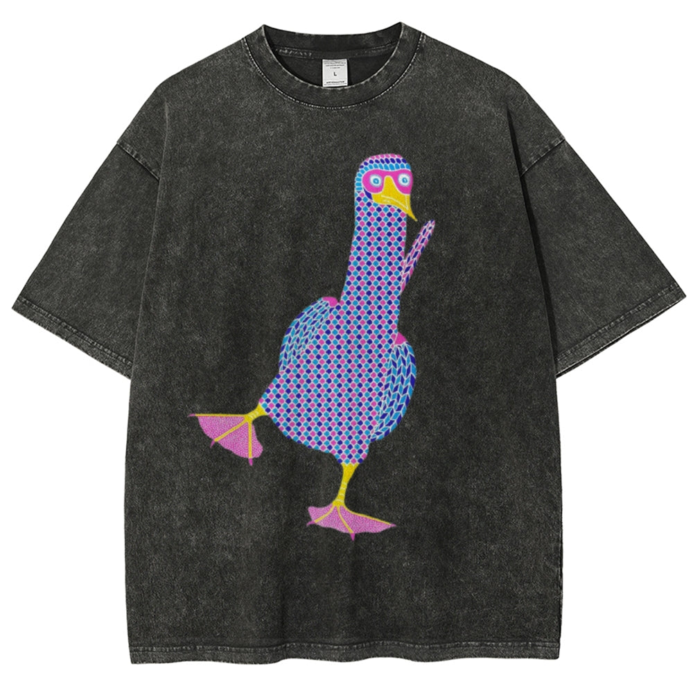 Unisex Geometry Boobie Printed Washed Tee