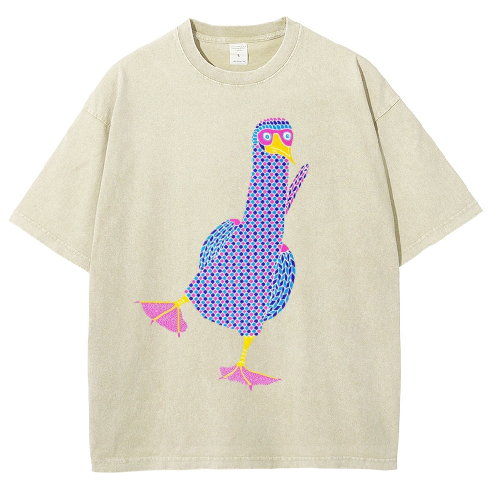 Unisex Geometry Boobie Printed Washed Tee