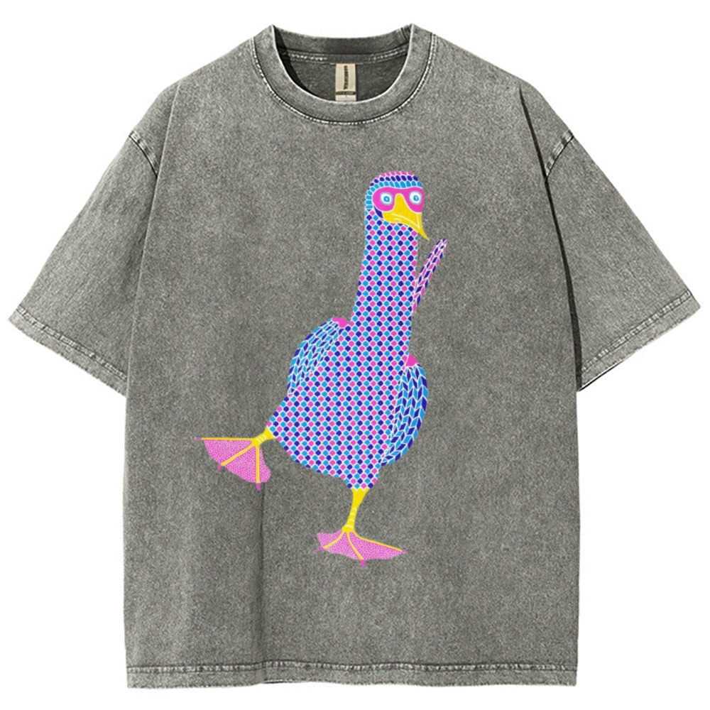 Unisex Geometry Boobie Printed Washed Tee