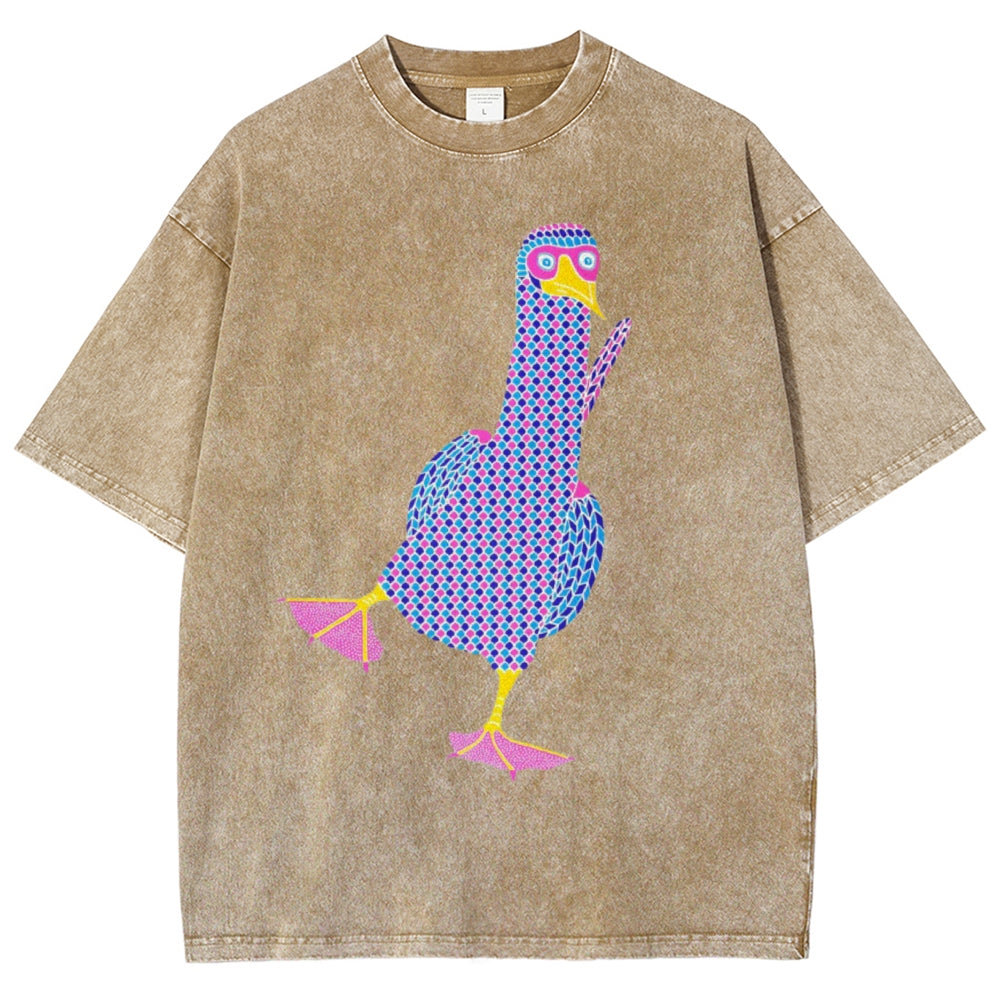 Unisex Geometry Boobie Printed Washed Tee