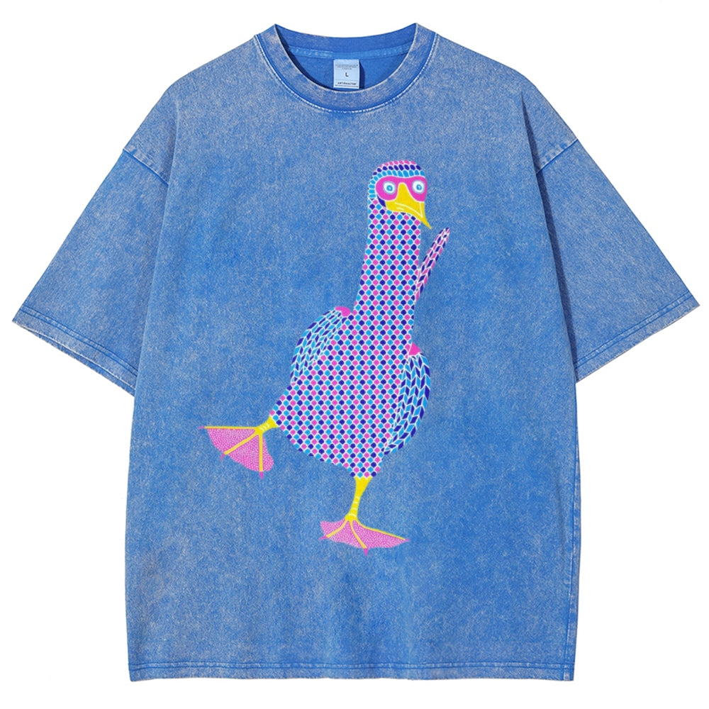 Unisex Geometry Boobie Printed Washed Tee