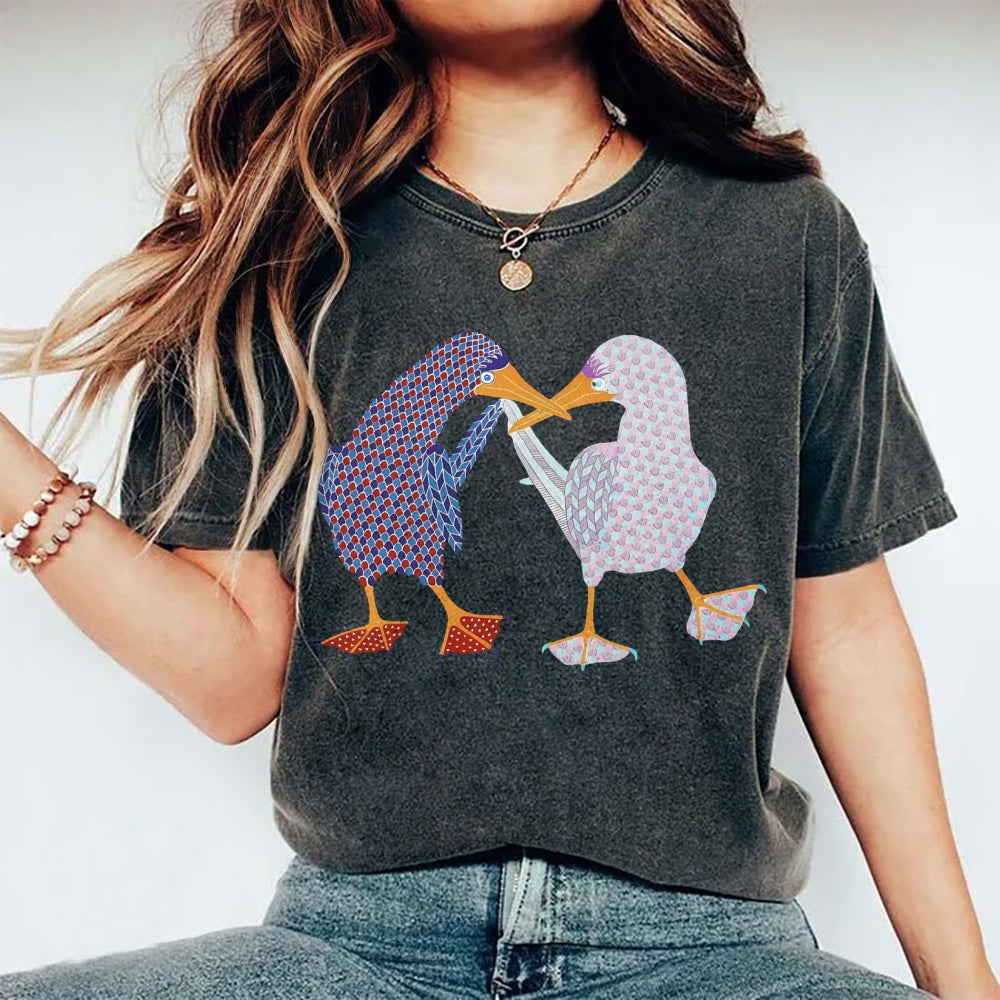 Unisex Geometry Boobie Printed Washed Tee