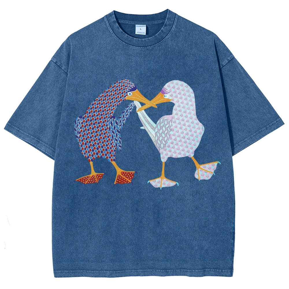 Unisex Geometry Boobie Printed Washed Tee