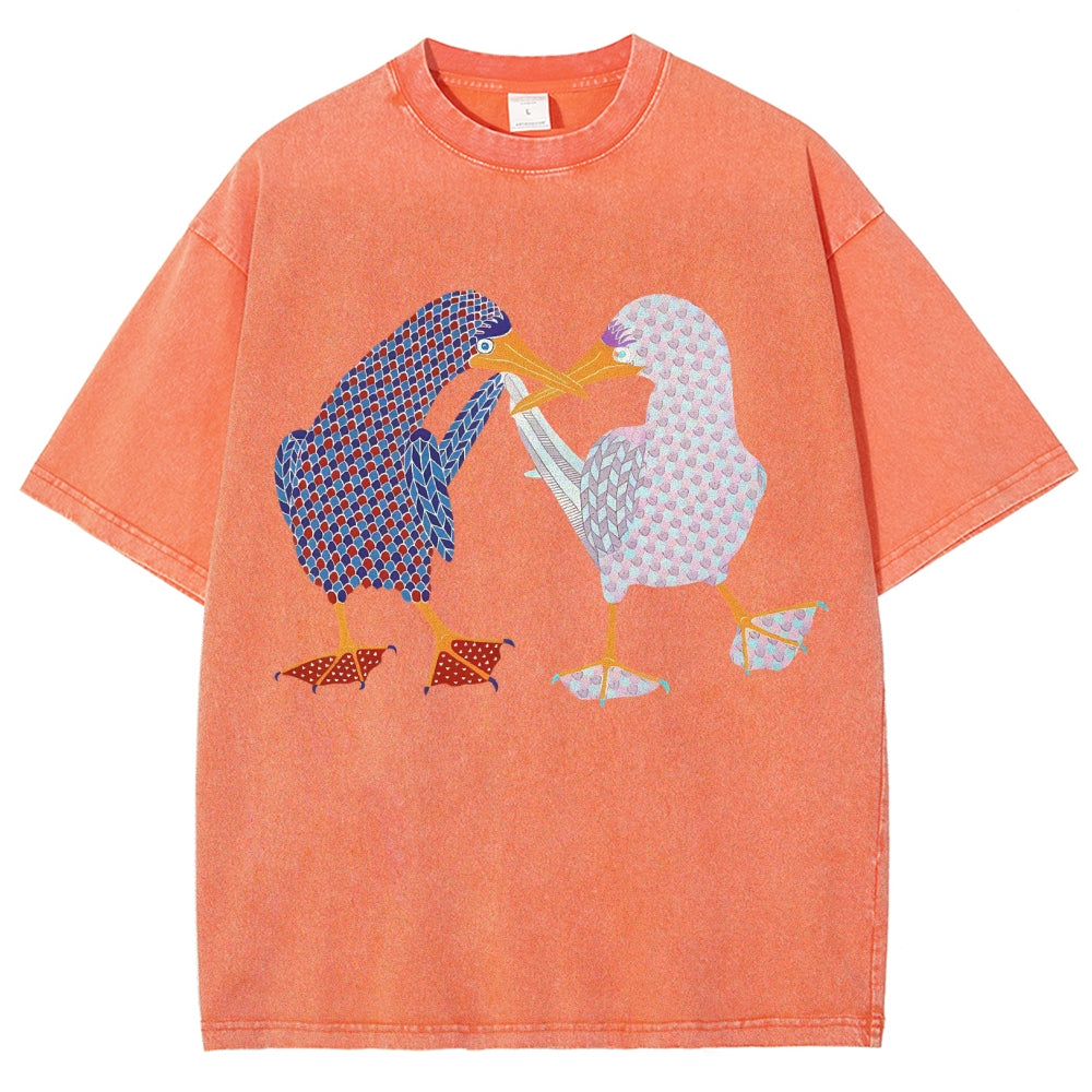 Unisex Geometry Boobie Printed Washed Tee