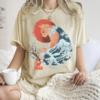 Unisex Japanese Wave Leopard Printed Washed Tee