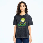 Unisex Japanese Style Frog Printed Washed Tee