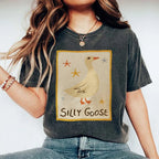 Unisex Silly Goose Printed Washed Tee