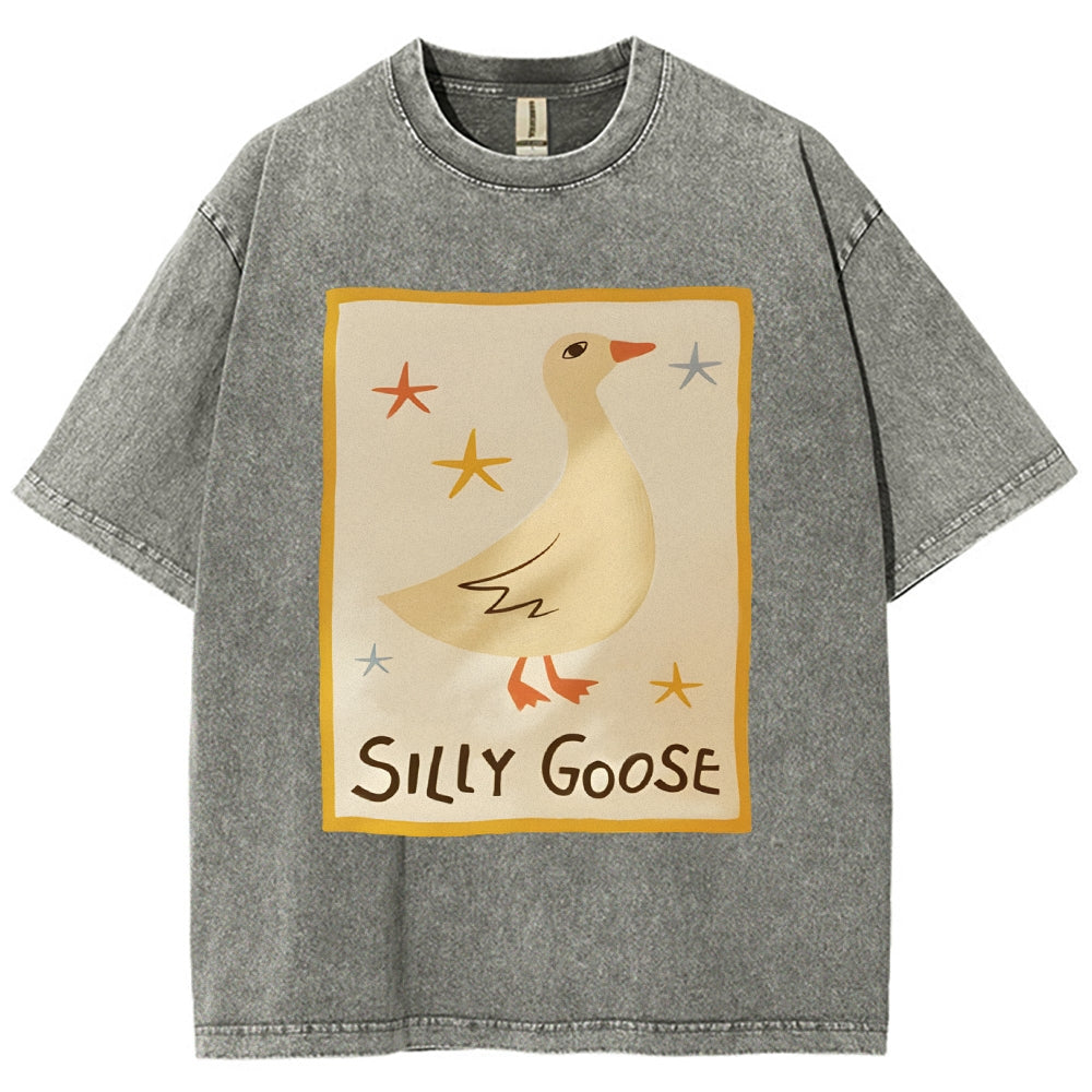 Unisex Silly Goose Printed Washed Tee