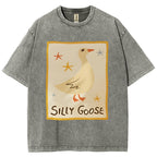 Unisex Silly Goose Printed Washed Tee