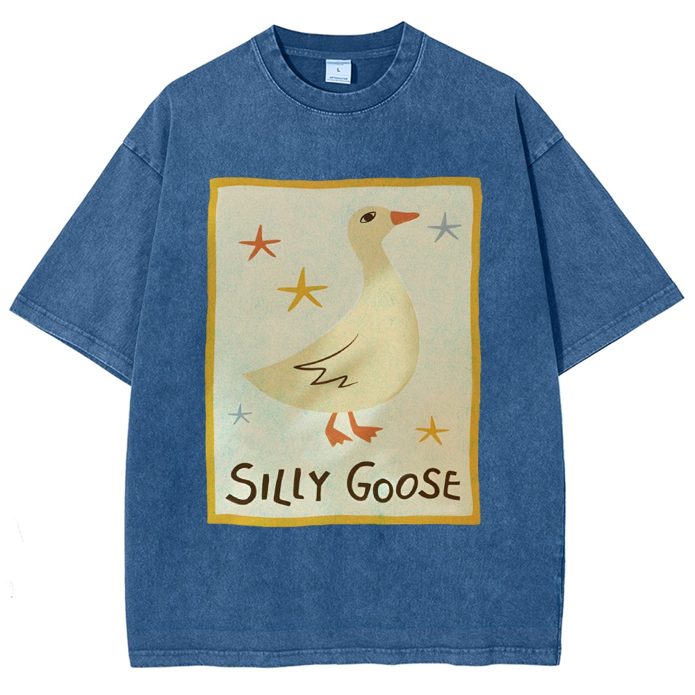 Unisex Silly Goose Printed Washed Tee