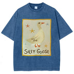 Unisex Silly Goose Printed Washed Tee