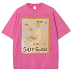 Unisex Silly Goose Printed Washed Tee