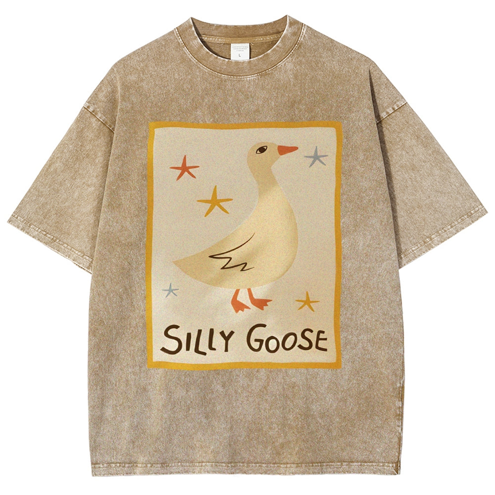 Unisex Silly Goose Printed Washed Tee