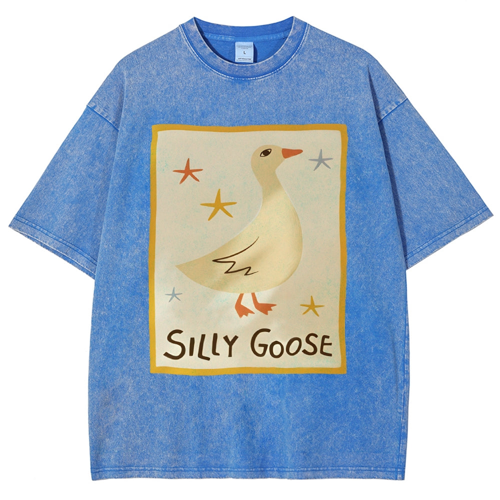 Unisex Silly Goose Printed Washed Tee