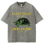 Unisex Japanese Turtle Printed Washed Tee