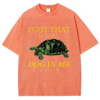 Unisex Japanese Turtle Printed Washed Tee