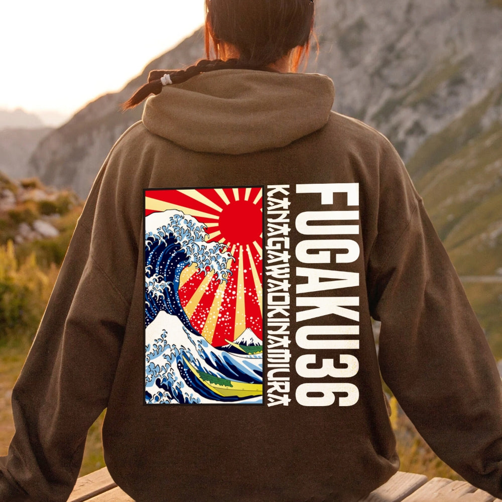 Fugaku36 Printed Back Cotton Hoodie