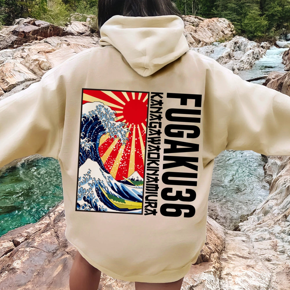 Fugaku36 Printed Back Cotton Hoodie