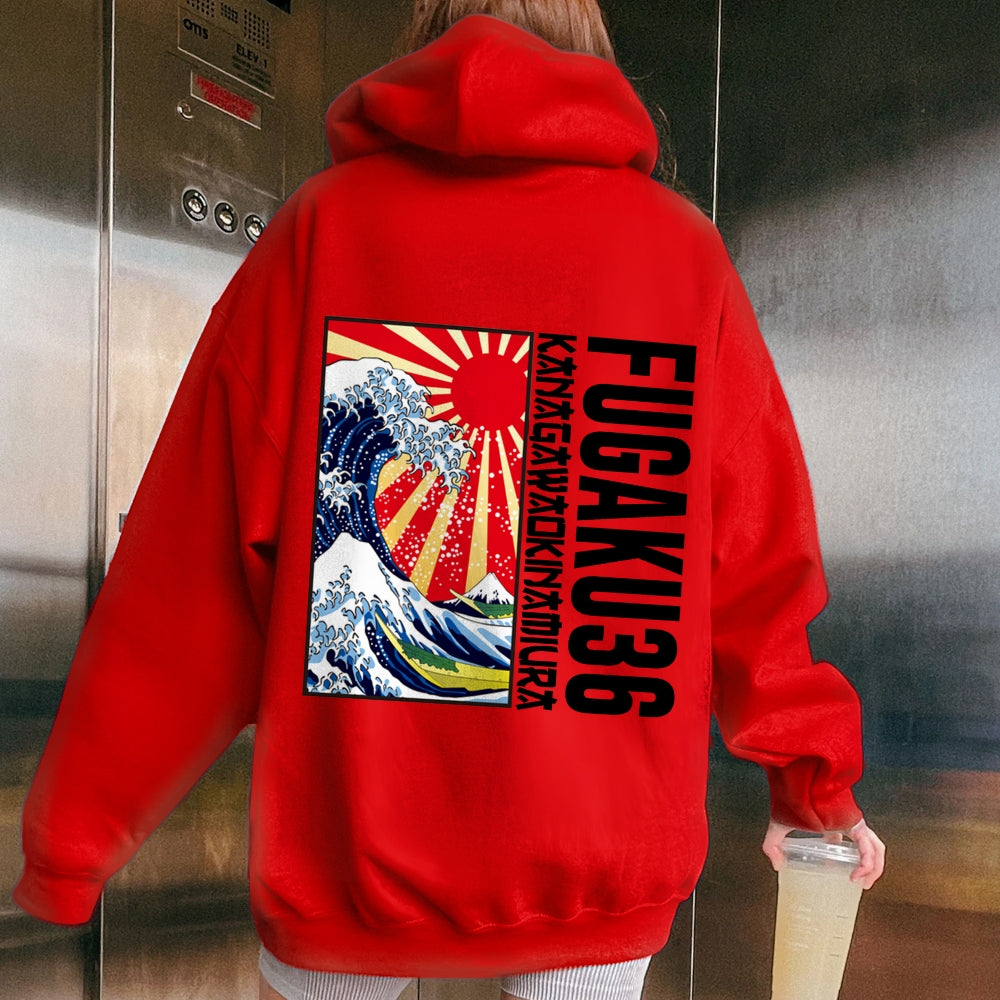 Fugaku36 Printed Back Cotton Hoodie