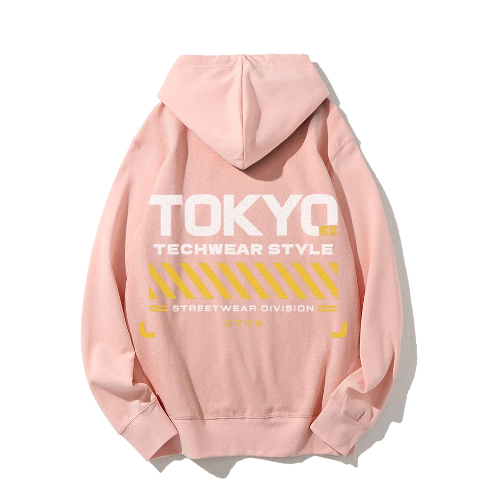 Tokyo Techwear Style Printed Back Cotton Hoodie