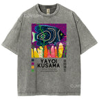 Unisex Polka Dot Fish Printed Washed Tee