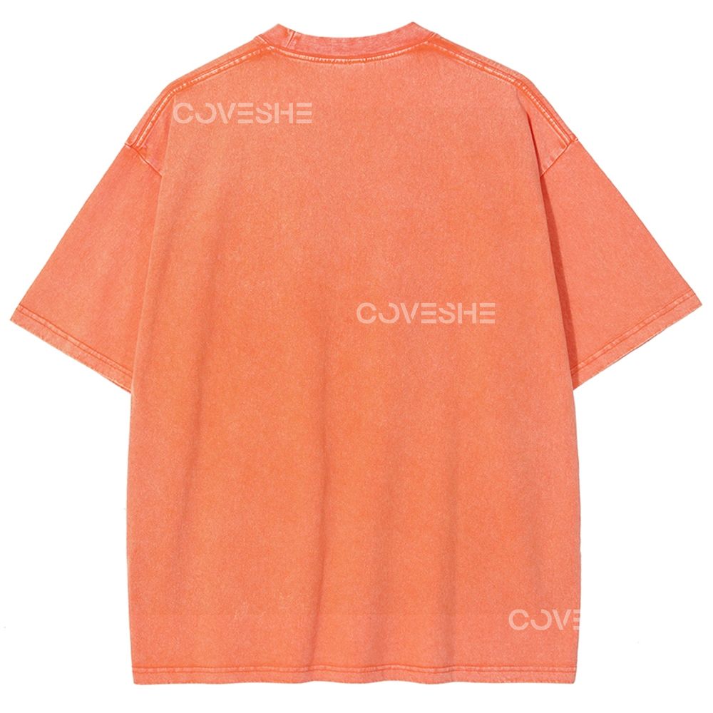 Unisex Polka Dot Flower Printed Washed Tee