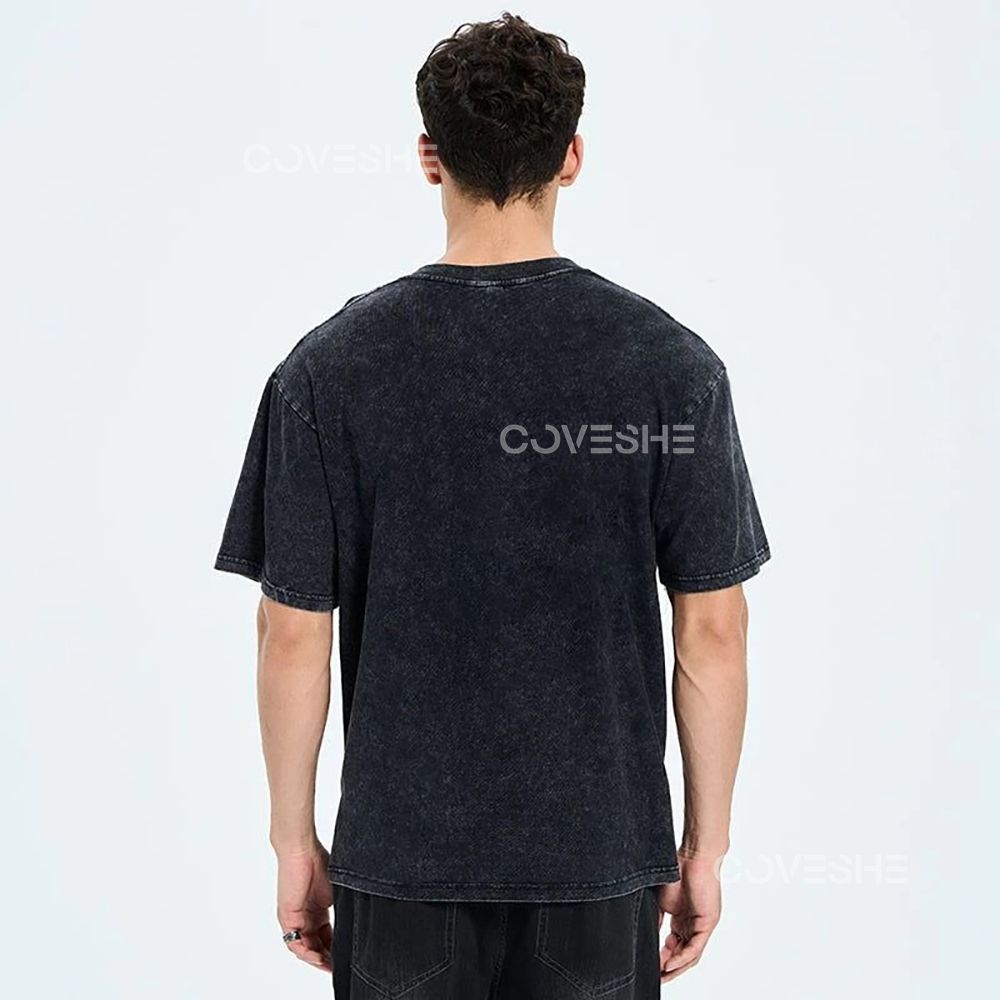 Unisex Polka Dot Flower Printed Washed Tee