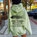 Born to swim Printed Back Cotton Hoodie
