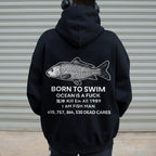 Born to swim Printed Back Cotton Hoodie