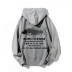 Born to swim Printed Back Cotton Hoodie