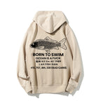 Born to swim Printed Back Cotton Hoodie