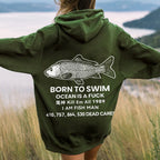 Born to swim Printed Back Cotton Hoodie