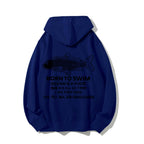 Born to swim Printed Back Cotton Hoodie