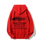 Born to swim Printed Back Cotton Hoodie