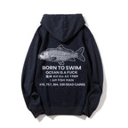 Born to swim Printed Back Cotton Hoodie